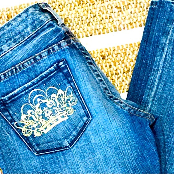 Express vintage denim jeans gold pocket boot cut -size 0 - fits like siz… - Picture 3 of 11